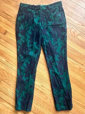 ERDEM Green Wool Blend Lace Pants Size 6